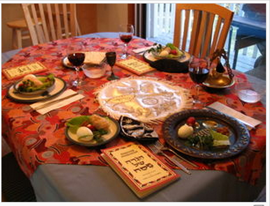 Seder table setting courtesy Wikipedia