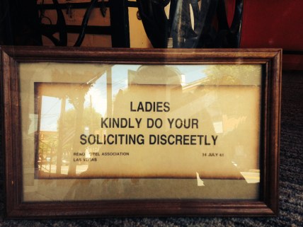 Not-so-discreet advice: Notation reads July 14, 1941 Reno - Las Vegas