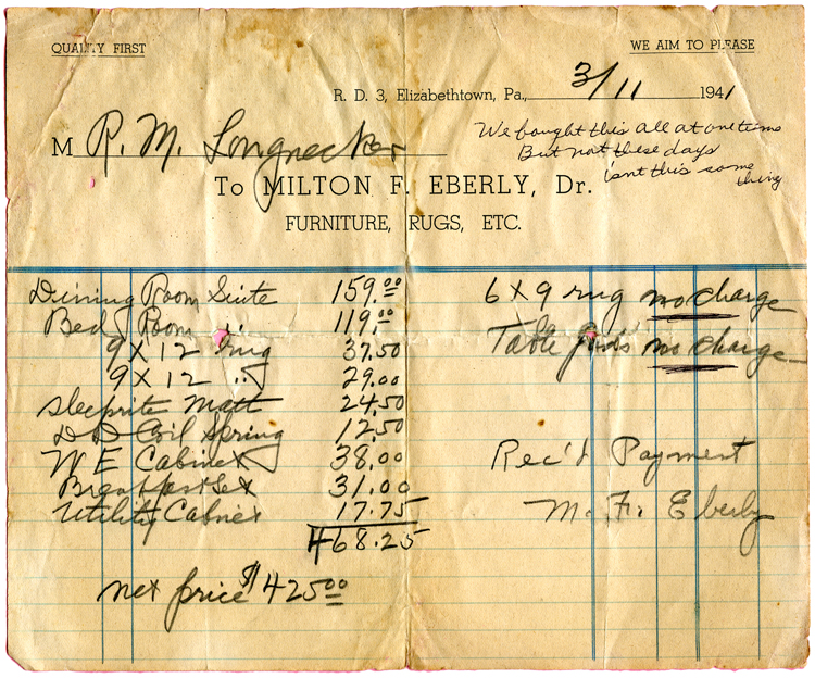 Eberly Furniture receipt_150