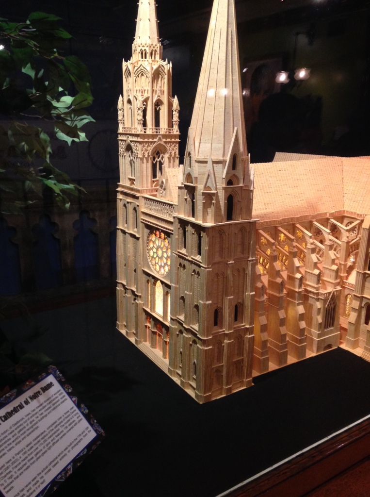 Model of Notre Dame Cathedral constructed of 160,000 match sticks